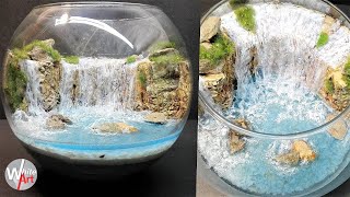 How to make waterfall terrarium  Diorama  Aquascape  DIY Resin Art Niagara falls [upl. by Lacym]