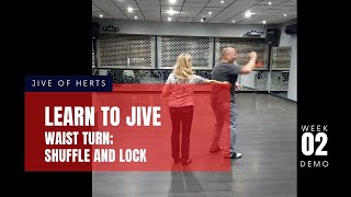 How to Rock amp Roll Jive  Jive Dance Lessons  Waist Turn Shuffle and Lock Week 2 Demo [upl. by Linnette]