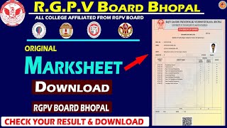 How To Download RGPV Board Marksheet  RGPV Marksheet Download  original marksheet download RGPV [upl. by Nyliac214]