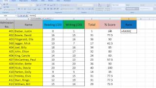 Excel Tips for Teachers Episode 3 Ranking results in Excel [upl. by Sollars]