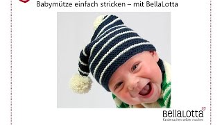 Bömmelmütze für Babys stricken  Einfach stricken lernen [upl. by Nafis]