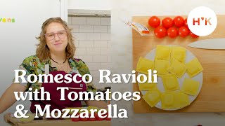 5Minute Romesco Ravioli with Tomatoes and Mozzarella [upl. by Kowalski]