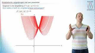 Kwadratische vergelijkingen met een parameter vwo 3  WiskundeAcademie [upl. by Ruyle854]