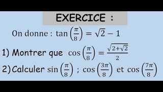 Calcul trigonométriqueExerciceTronc commun science TCSBIOF [upl. by Nostaw877]