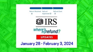 IRS Wheres My Refund Weekly Update  January 28 February 3 2024 [upl. by Mamoun]