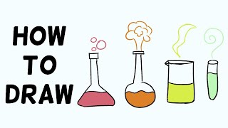 How To Draw Chemical Glass  Erlenmeyer Flask Measuring Beaker amp Test Tube [upl. by Irianat838]