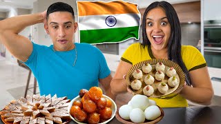 Trying INDIAN DESSERTS for the FIRST TIME [upl. by Jules]