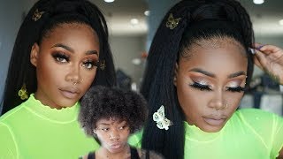 Natural Hair tutorial  Kinky Straight Ponytail  PROM Neutral Effortless Glam [upl. by Baxter]