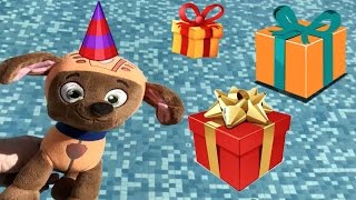 Patrulla canina español FIESTA DE CUMPLEAÑOS EN LA PISCINA CON CAJAS Y REGALOS SORPRESA PARA ZUMA [upl. by Osmund488]