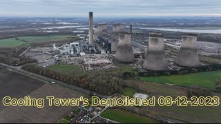 Fiddlers Ferry Power Station Demolition of Cooling Towers 03122023 [upl. by Milinda]