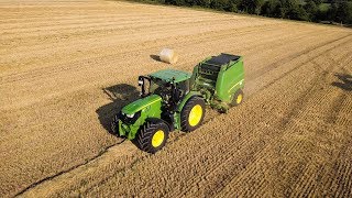 Rundballen pressen mit John Deere 6145R und RB990 Mittelfranken 2018 [upl. by Conte434]