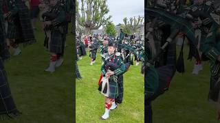 Dawning of the Day as drummajor leads Huntly pipeband playing onto tomintoul Green 2024 shorts [upl. by Eneladgam]