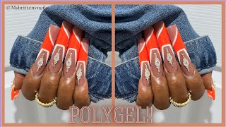 Ursugar Maquita and igel beauty polygel Simple but beautiful polygel nail design 🧡✨ [upl. by Nnuahs779]