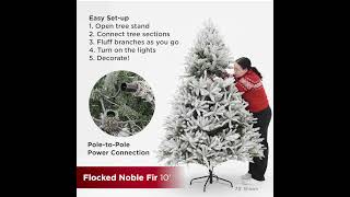 10 ft Flocked Noble Fir Full Christmas Tree with 4000 LED Lights [upl. by Pani]