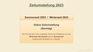 Zeitumstellung 2023  Sommerzeit 2023  Winterzeit 2023  Datum [upl. by Cyndy]