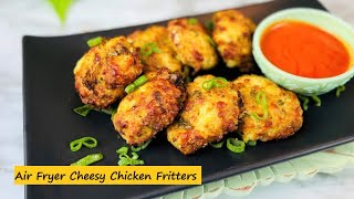 Cheesy Chicken Fritters in Air Fryer  KETO Cheesy Chicken Fritters [upl. by Lalla]