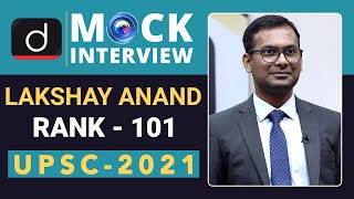 Lakshay Anand Rank  101 UPSC 2021 Mock Interview  Drishti IAS English [upl. by Ellsworth]