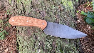 Making a DAMASCUS CAMP BOWIE knife Big blade from the Hobo Forge [upl. by Rebel]