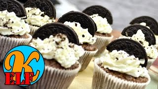 Oreo Cupcakes Muffins mit Frischkäse Frosting selber machen  KanalELF  Rezept 128 [upl. by Socin]