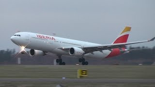 Iberia Airbus A330300 smooth landing at Helsinki Airport  ECLZJ  leased for Finnair [upl. by Assenal]