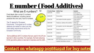 E NUMBER Food Additives Food science and technology [upl. by Thedrick]