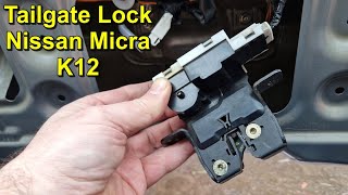 Tailgate Lock Mechanism Removal and Refitting  Nissan Micra K12 [upl. by Akiehsal475]