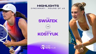 Iga Swiatek vs Marta Kostyuk  2024 Cincinnati Round of 16  WTA Match Highlights [upl. by Einaej66]