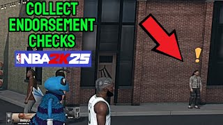 HOW TO COLLECT ENDORSEMENT CHECKS IN NBA 2K25 CURRENT GEN [upl. by Iramohs]