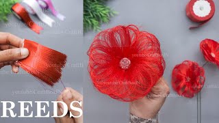 DIY Satin Ribbon Reeds Flowers🌹  Amazing DIY🤩  Ribbon decoration Ideas✨ [upl. by Aluap295]