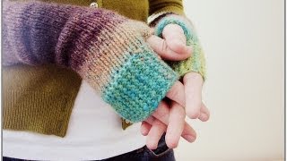 KNITTING TUTORIAL  FINGERLESS MITTENS [upl. by Ehgit]