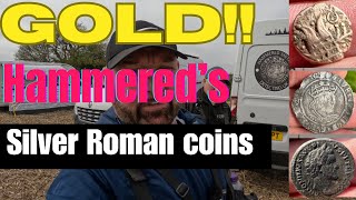 GOLD ROMAN SILVERHAMMERED COINSmetal detecting ukxp duestreasurehunting metaldetectinguk [upl. by Nirre244]