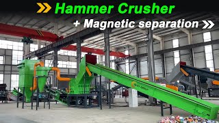 Hammer Crushing Metal Cans and Magnetic Separation for Recyclingrecycle [upl. by Eylatan]