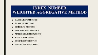 WEIGHTED AGGREGATIVE METHOD INDEX NUMBERS [upl. by Eiramyllek]