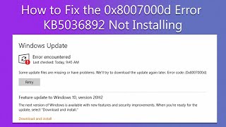 How to Fix the 0x8007000d Error  KB5036892 Not Installing [upl. by Gefen40]