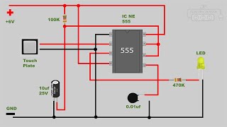 Simple Touch Sensor Switching Circuit using IC 555 [upl. by Pollitt]