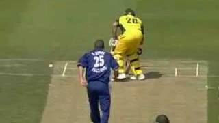 Cricket Simon Jones hits Mathew Hayden [upl. by Nosnevets]