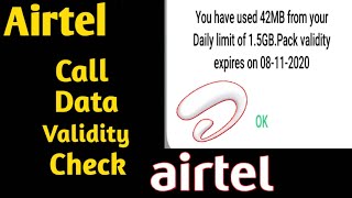 Airtel unlimited pack validity check code  how to check data balance in airtel unlimited pack [upl. by Ennovahs]