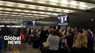 Manchester Airport power outage causes chaos with delays cancellations [upl. by Abott]