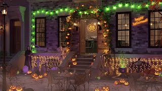 Spooky Halloween Coffee Shop Ambience at the Street with Fall Smooth Jazz for Relax [upl. by Bury]