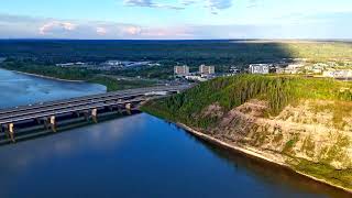 Fort McMurray Bridge Traffic  Downtown  Athabasca river [upl. by Oremar414]