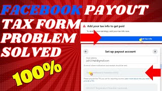 facebook payout tax information Problem Solved  facebook tax information kaise bhare [upl. by Eninnaej451]