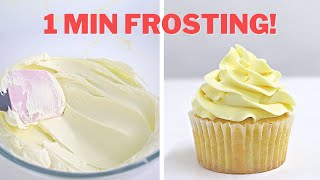 Silky BUTTERCREAM icing in 1 MINUTE │ Frosting recipe for cupcake PIPING amp cakes [upl. by Nalrah]