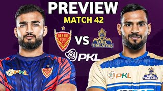 PKL Season 11 Match 42  Tamil Thalaivas Vs Dabang Delhi Preview Starting 7amp Predictions [upl. by Nylirem]