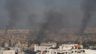 Smoke plumes rise over Beirut and its suburbs after a night of Israeli attacks [upl. by Dempstor]