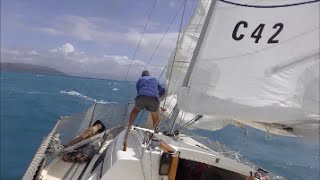 How to Reef a Jib Sailing Cruising the Barrier Reef [upl. by Darrey]