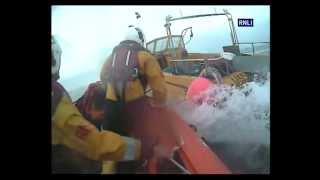 Bude lifeboat crew in dramatic highspeed rescue of fisherman and runaway boat [upl. by Odracir]