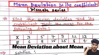 Mean Deviation from Mean for Discrete series ungrouped data statisticsMean Deviation full concept [upl. by Cosme730]