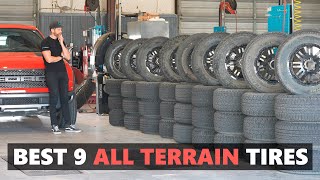 The BEST 9 All Terrain AT Tires Tested Conti vs BFGoodrich vs Firestone vs Toyo vs Nitto  More [upl. by Ellemrac982]