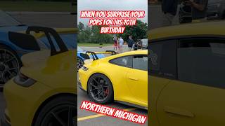 911 GT3 for POPS 70th birthday 🎂 porsche 911gt3 yellow northernmichigan [upl. by Ellehcam]