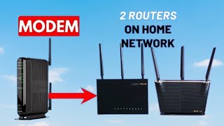 How To Cabling 2 Routers With 1 Modem Setup Step By Step [upl. by Yerdna446]